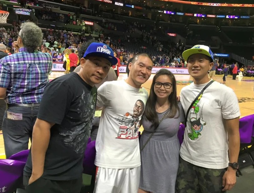 Peter and Lisa at Crypto.com Arena, home of the Los Angeles Lakers