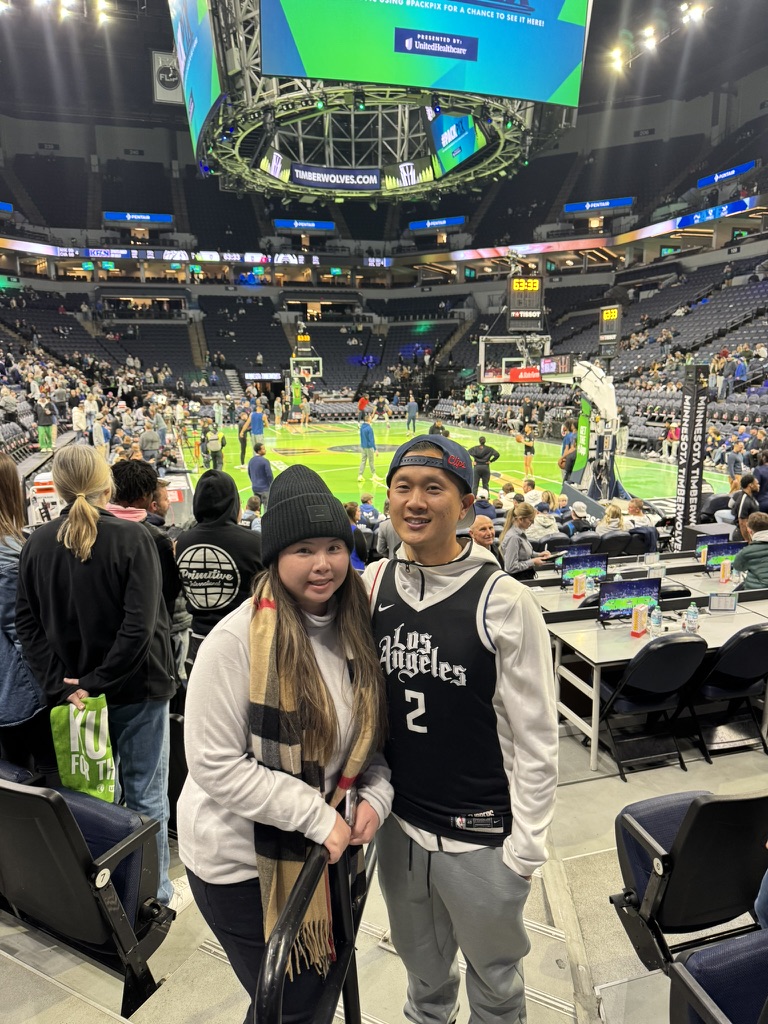 Peter and Lisa at Target Center, home of the Minnesota Timberwolves