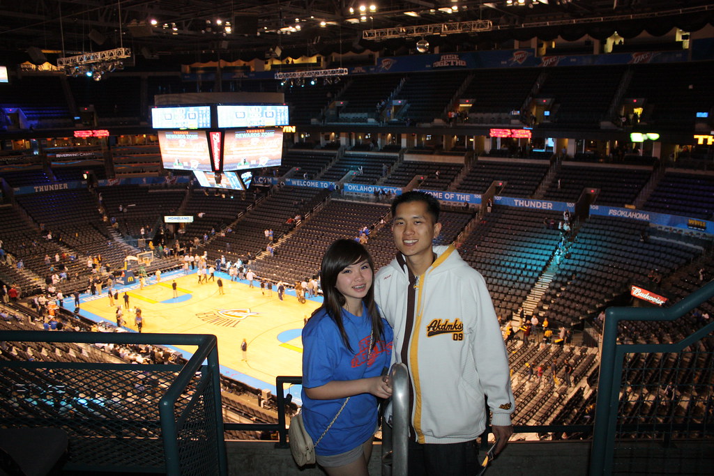 Peter and Lisa at Paycom Center, home of the Oklahoma City Thunder