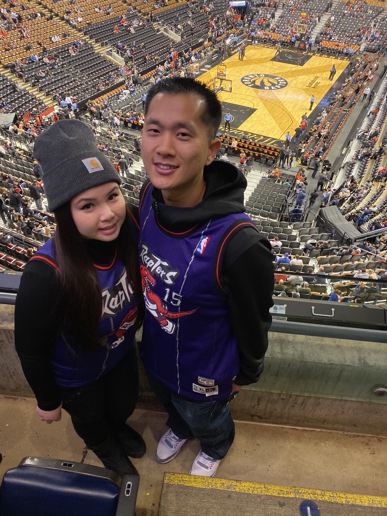 Peter and Lisa at Scotiabank Arena, home of the Toronto Raptors