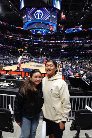 Peter and Lisa at Capital One Arena, home of the Washington Wizards