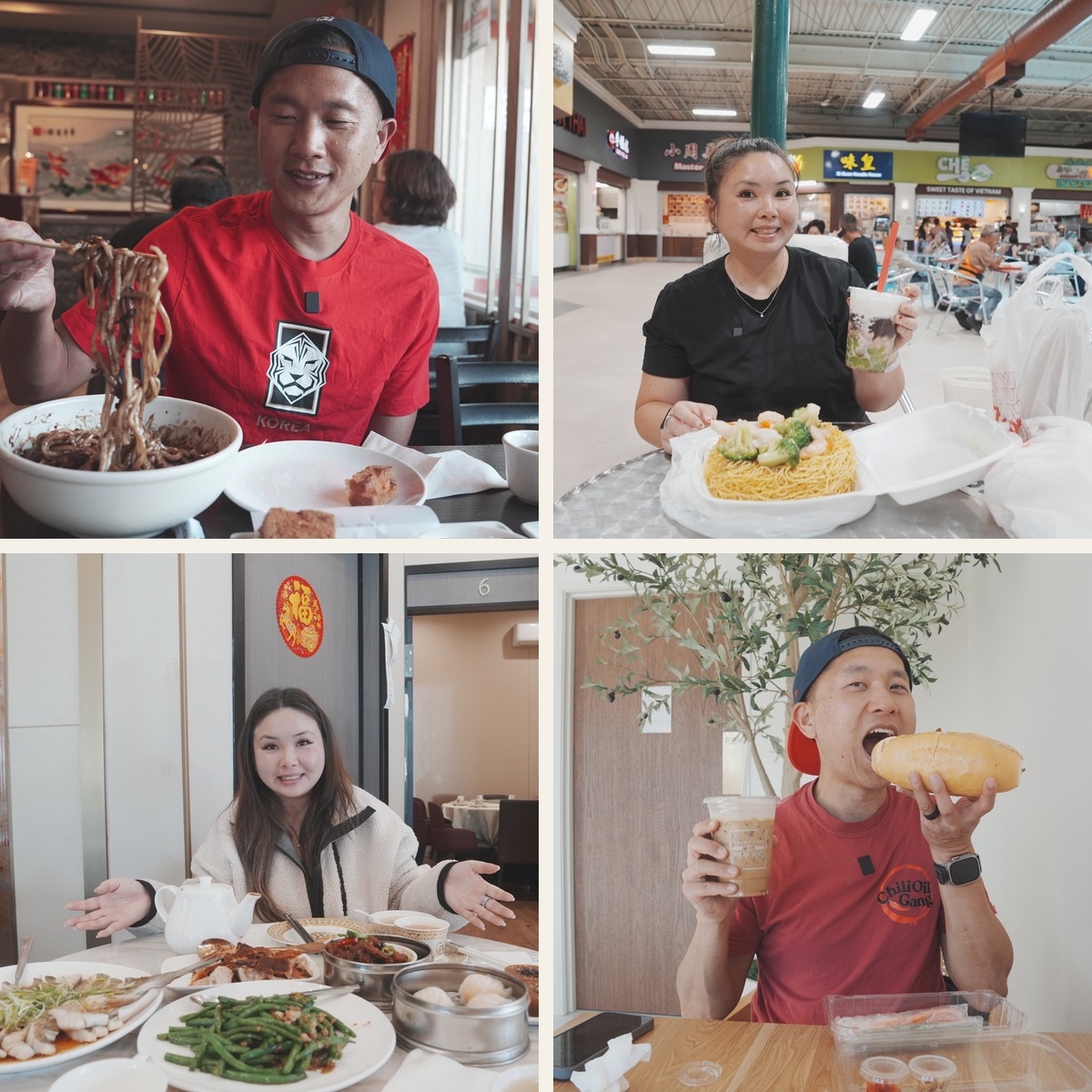 Peter and Lisa eating noodles, boba, and dim sum around the San Gabriel Valley