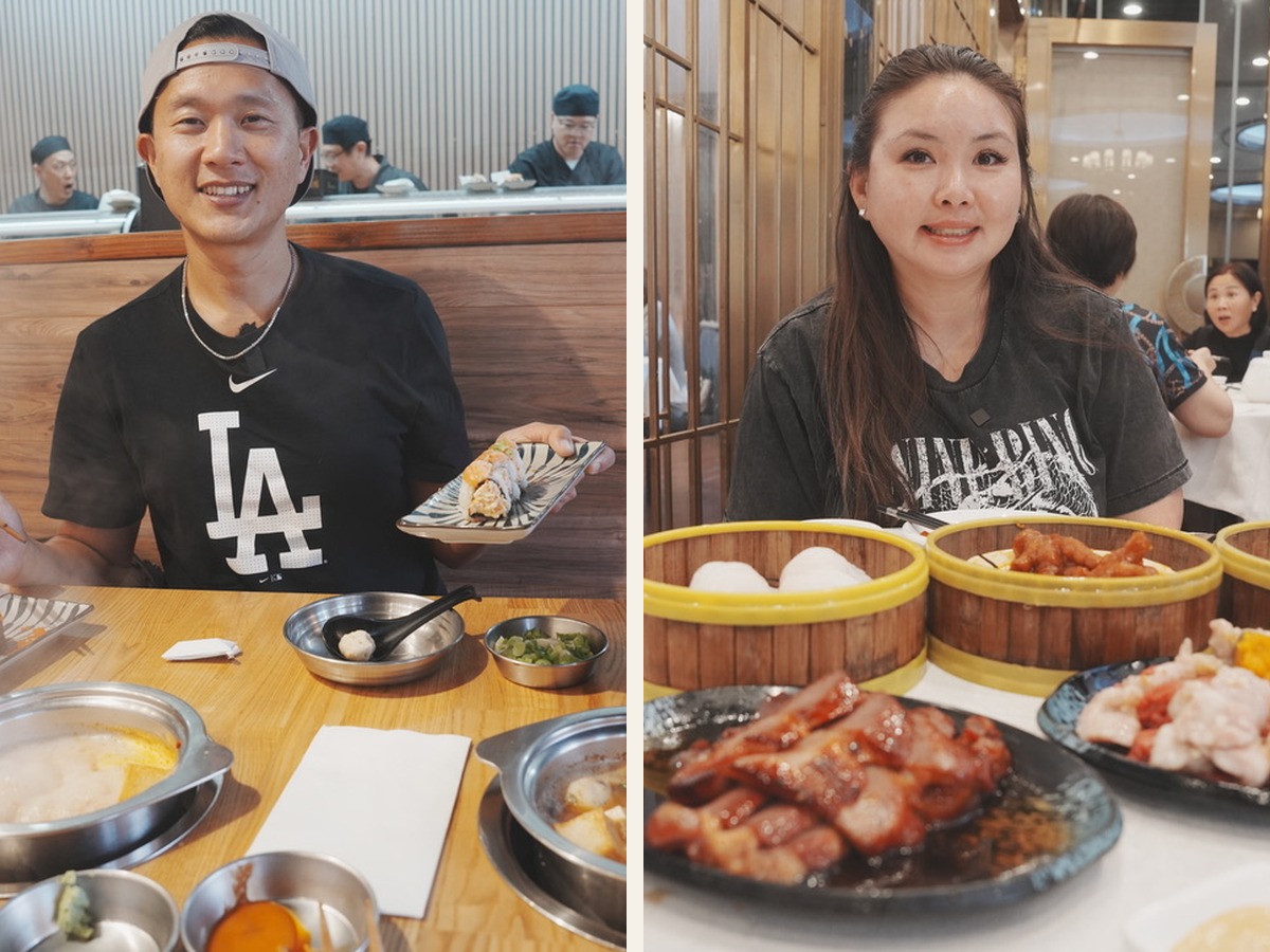 Peter and Lisa eating sushi and dim sum together