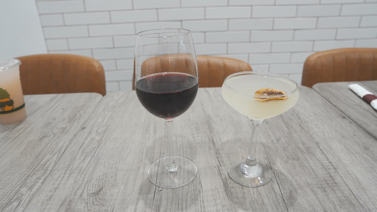 Our gin cocktail and Pinot Noir from Capo Public House.
