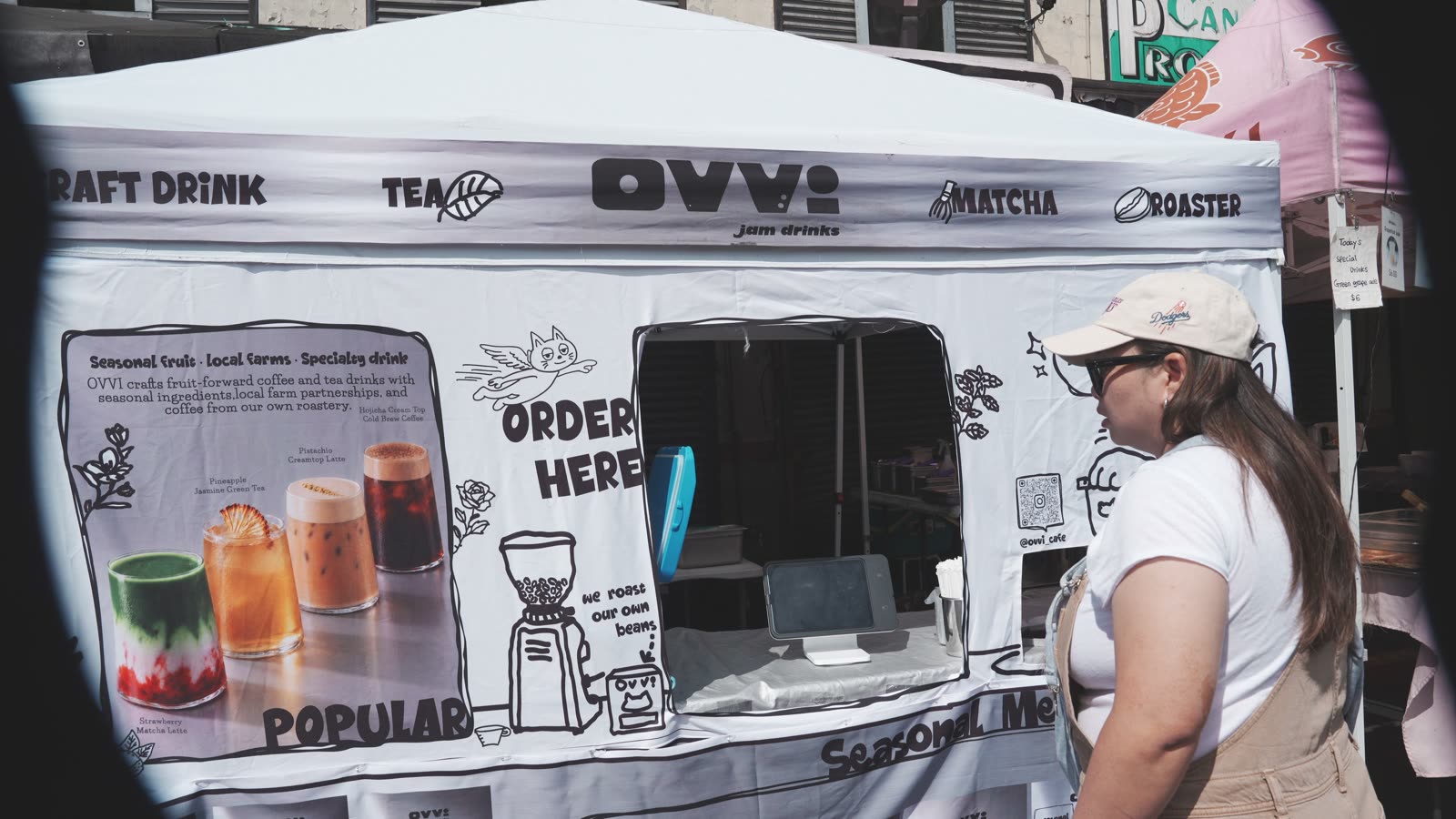 The OVVI matcha and craft drink tent at Smorgasburg LA