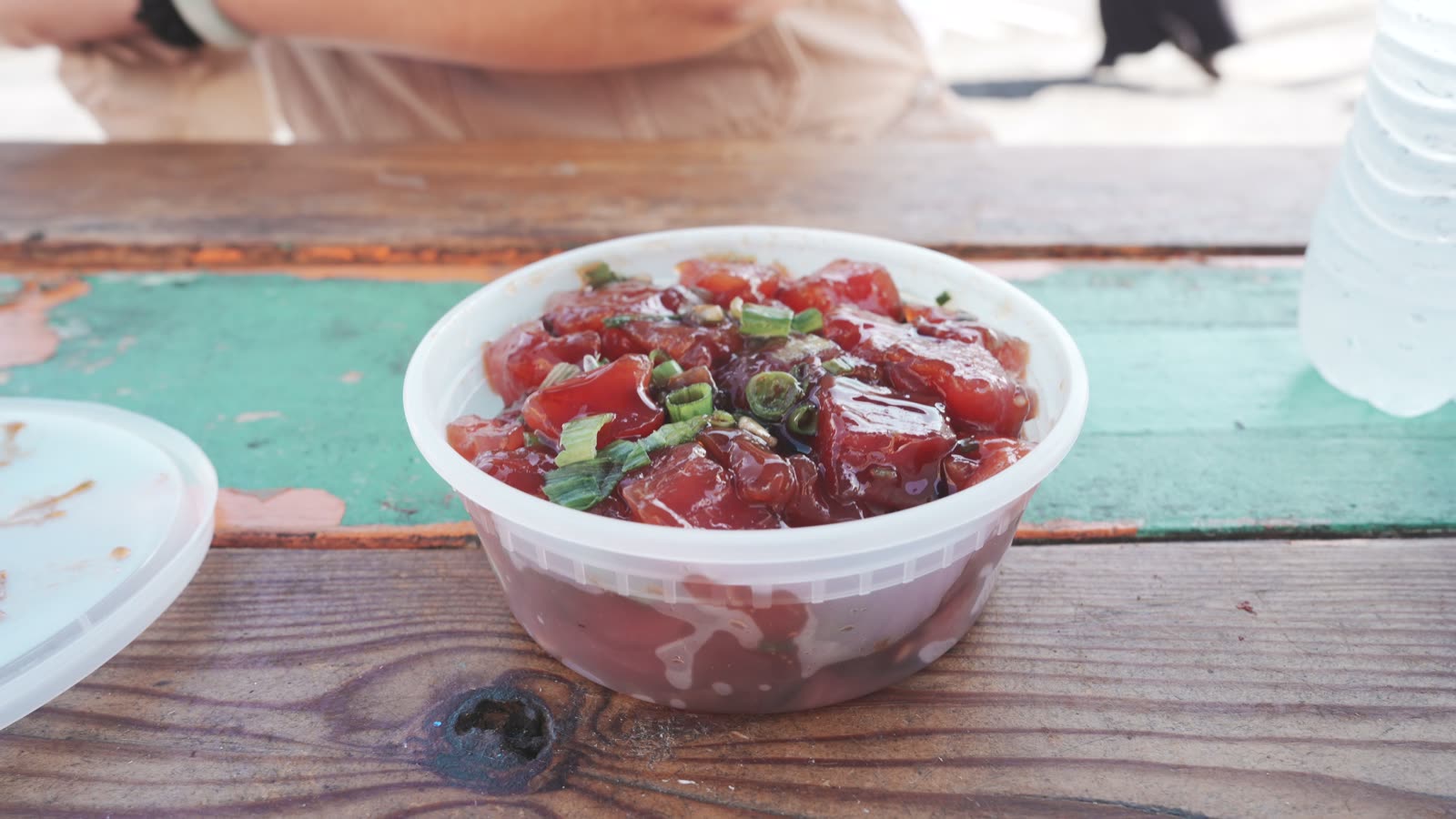 A half pound of Unreal Poke shoyu ahi poke