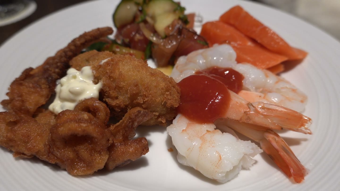 Our birthday buffet plate at 100 Sails in Prince Waikiki.