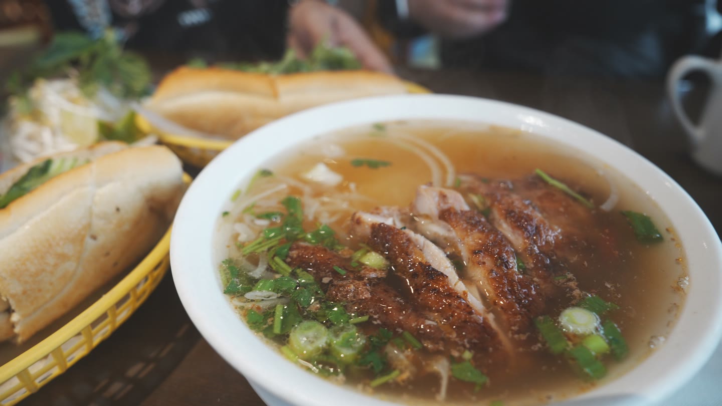 Lemongrass chicken pho and banh mi at Le Pho on East Hastings.
